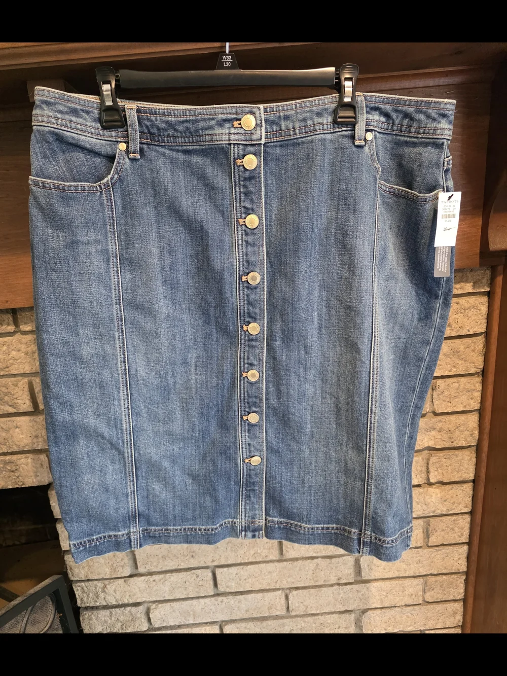 Talbots Button-Front Denim Pencil Skirt - Blue